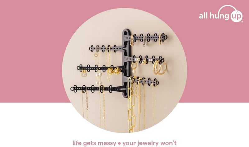 All Hung Up 6-Tier Wall Jewelry Organizer Wall Mounted Jewelry Organizer Necklace Holder Wall Mount Hanging Necklace Organizer Jewelry Hanger Hanging Earring Holder Organizer Display (Black) - Image 5